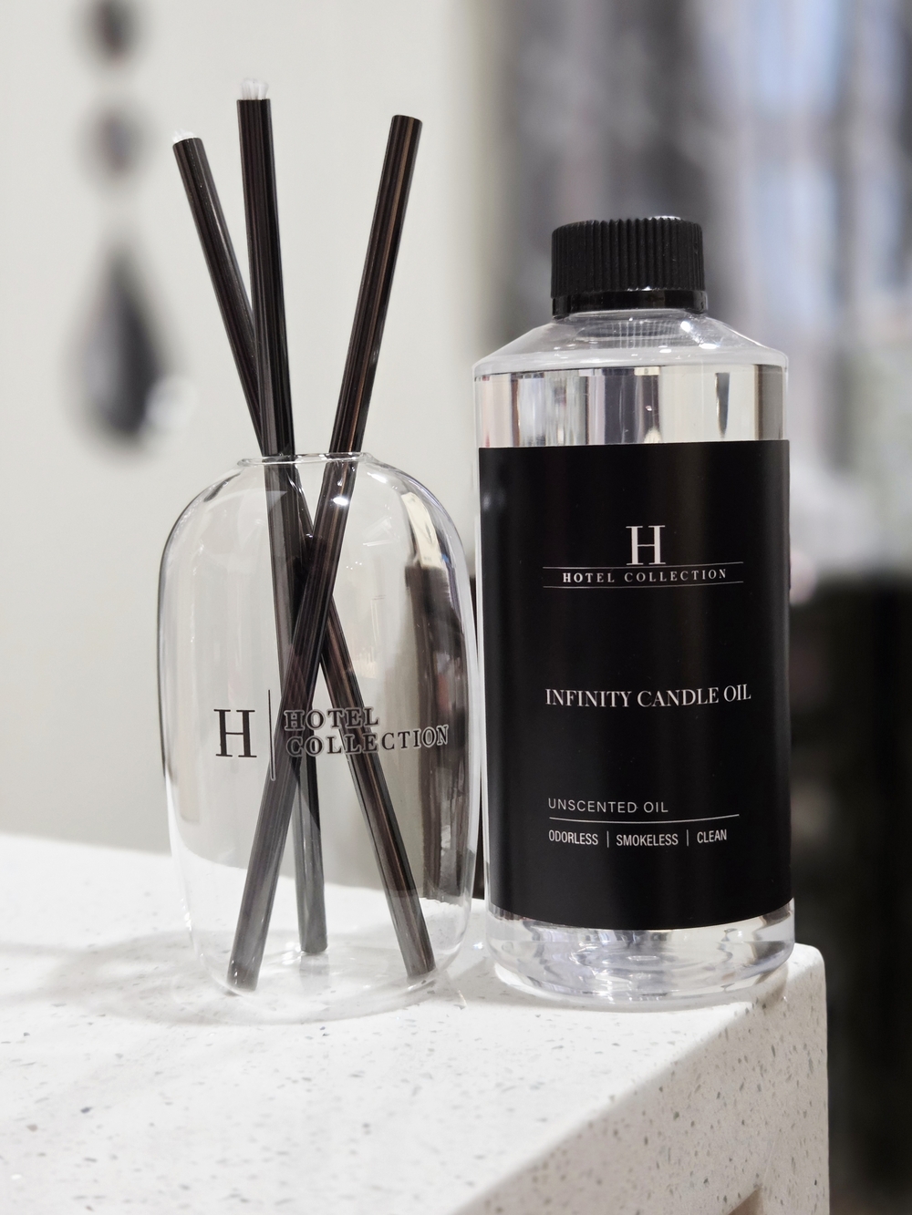 Hotel Collection Infinity Candle Oil with Reed Diffuser - Black & Clear
